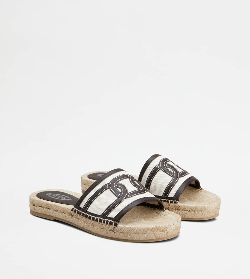 KATE SANDALS IN CANVAS AND LEATHER - WHITE, BLACK 3
