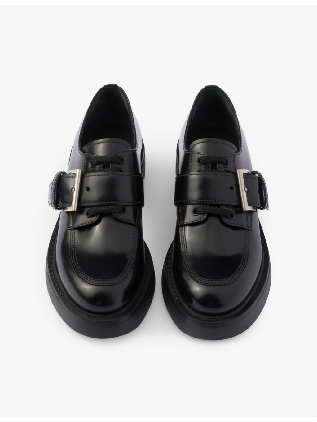 Branded-buckle brushed leather loafers - 4