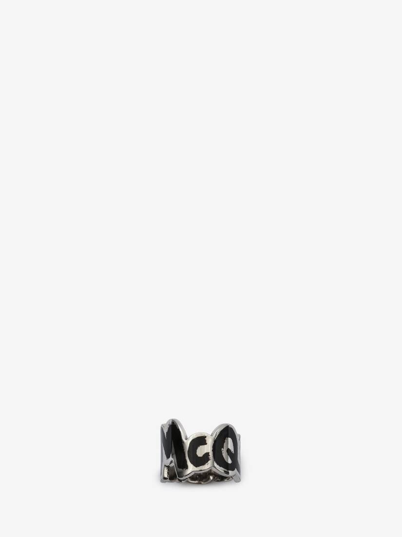 Mcqueen Graffiti Cut-out Ring in Silver - 1
