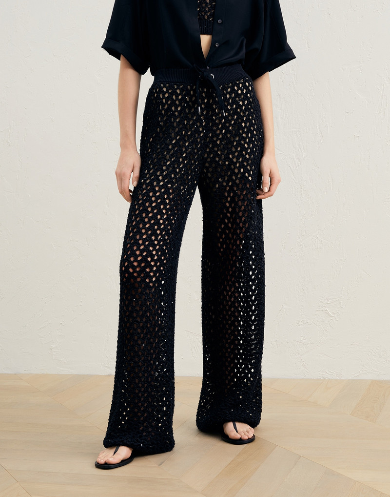 Dazzling Net knit trousers in cotton, linen and silk 1