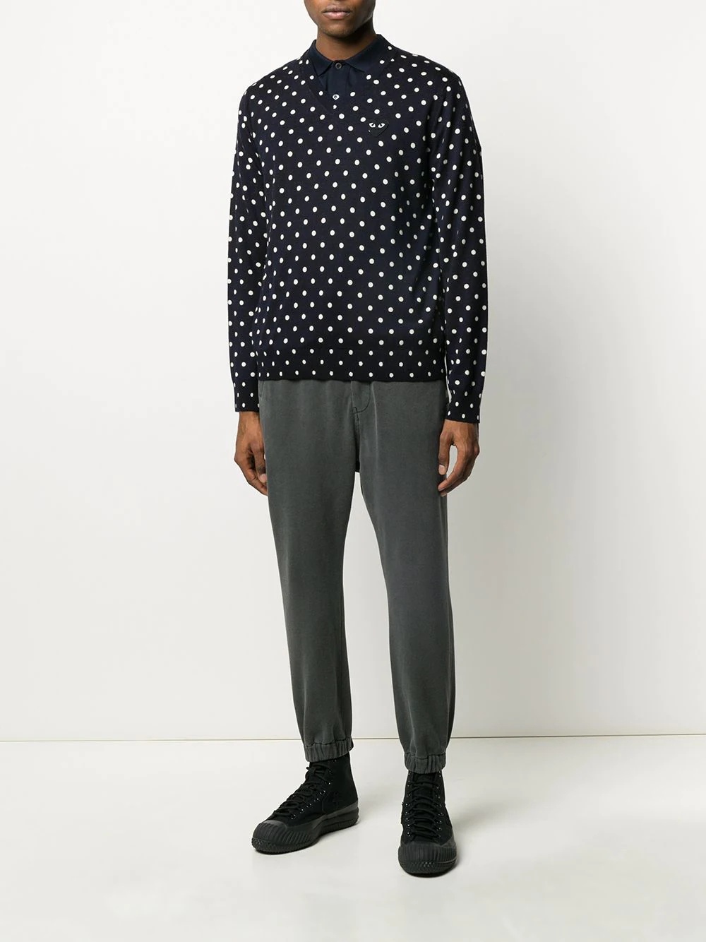 polka-dot print V-neck sweater - 2