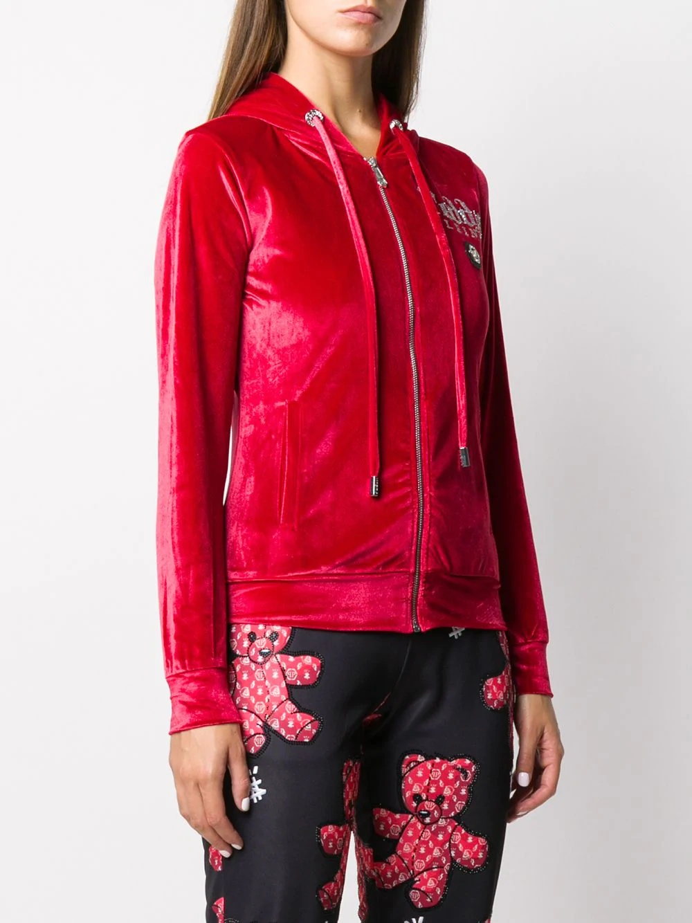 crystal-embellished velour track jacket - 3