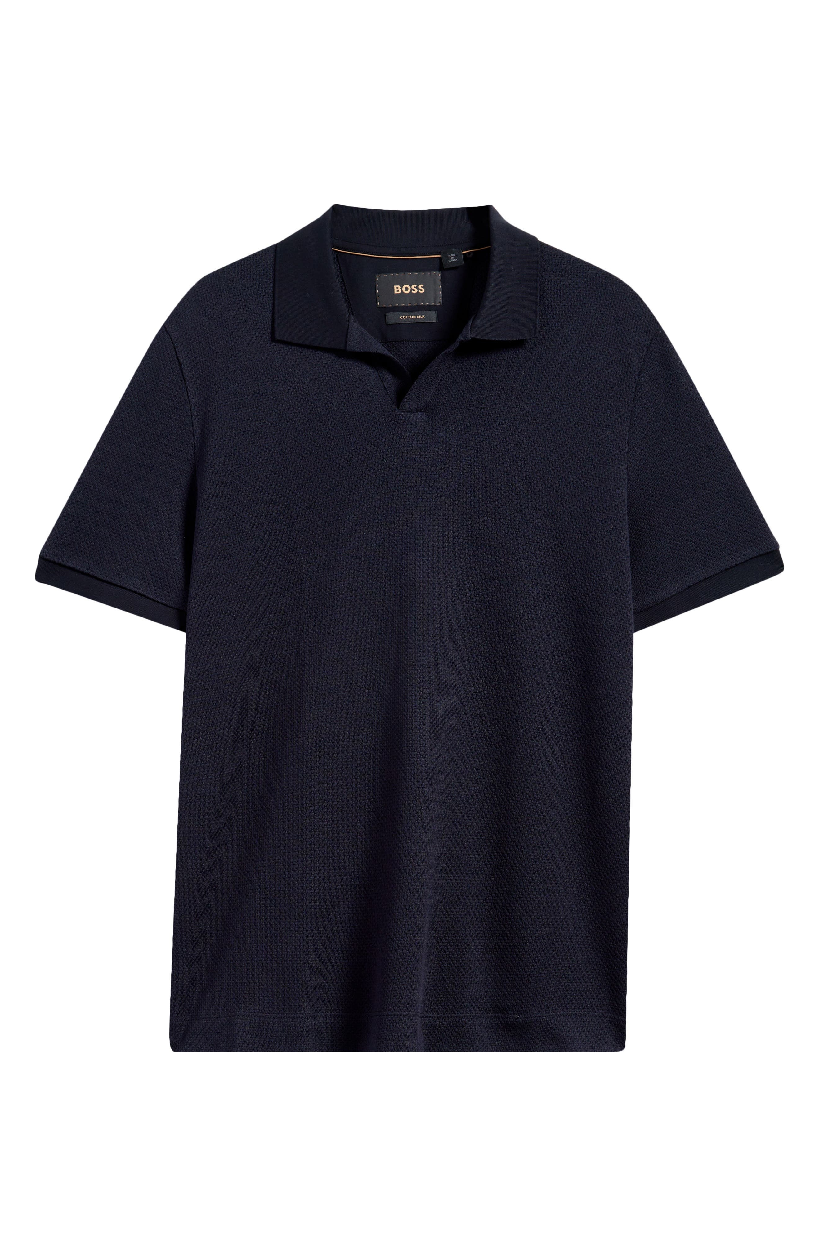 BOSS Parson Cotton & Silk Polo in Dark Blue at Nordstrom - 5