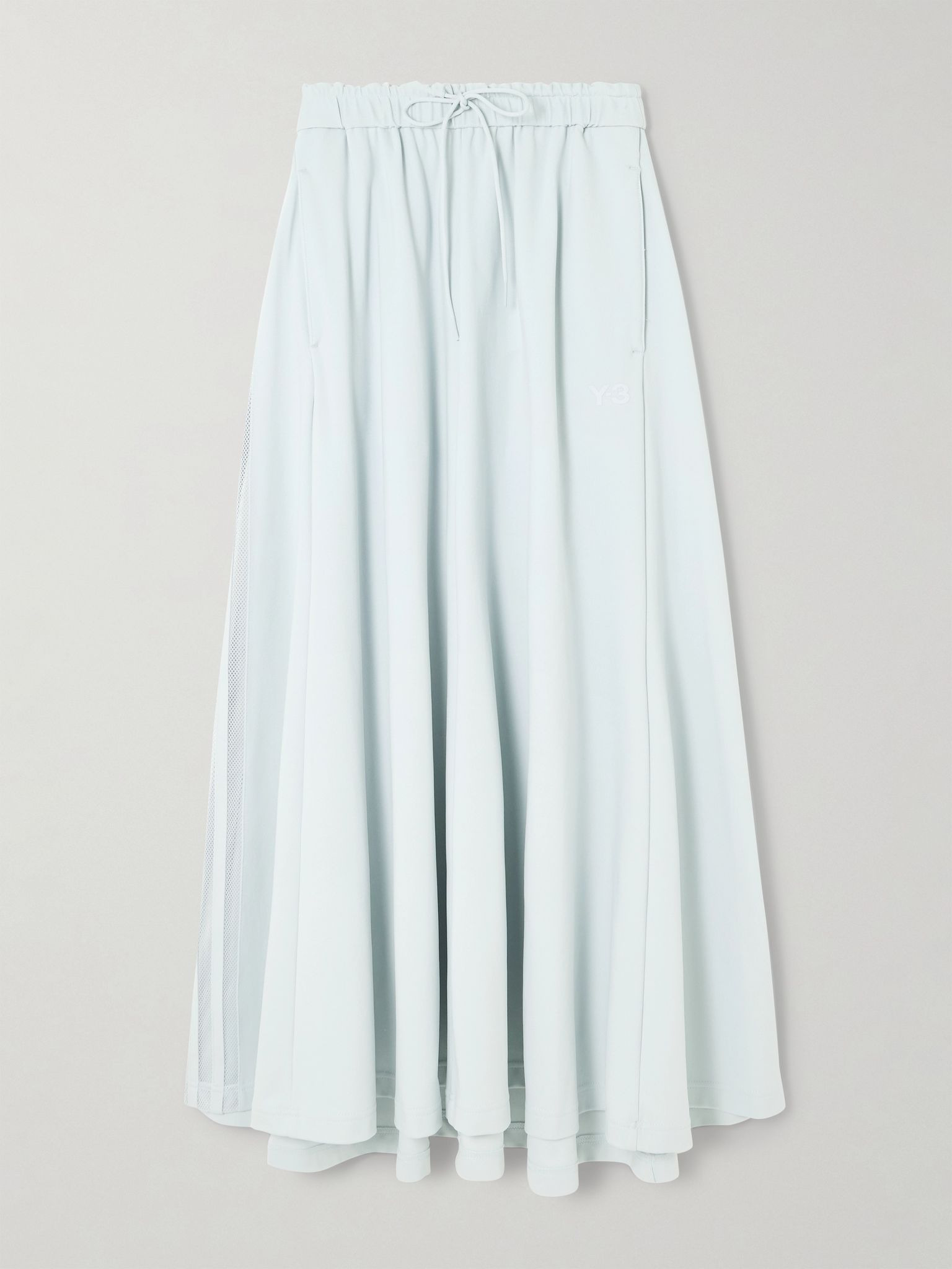 Pleated piqué midi skirt Gray - 1
