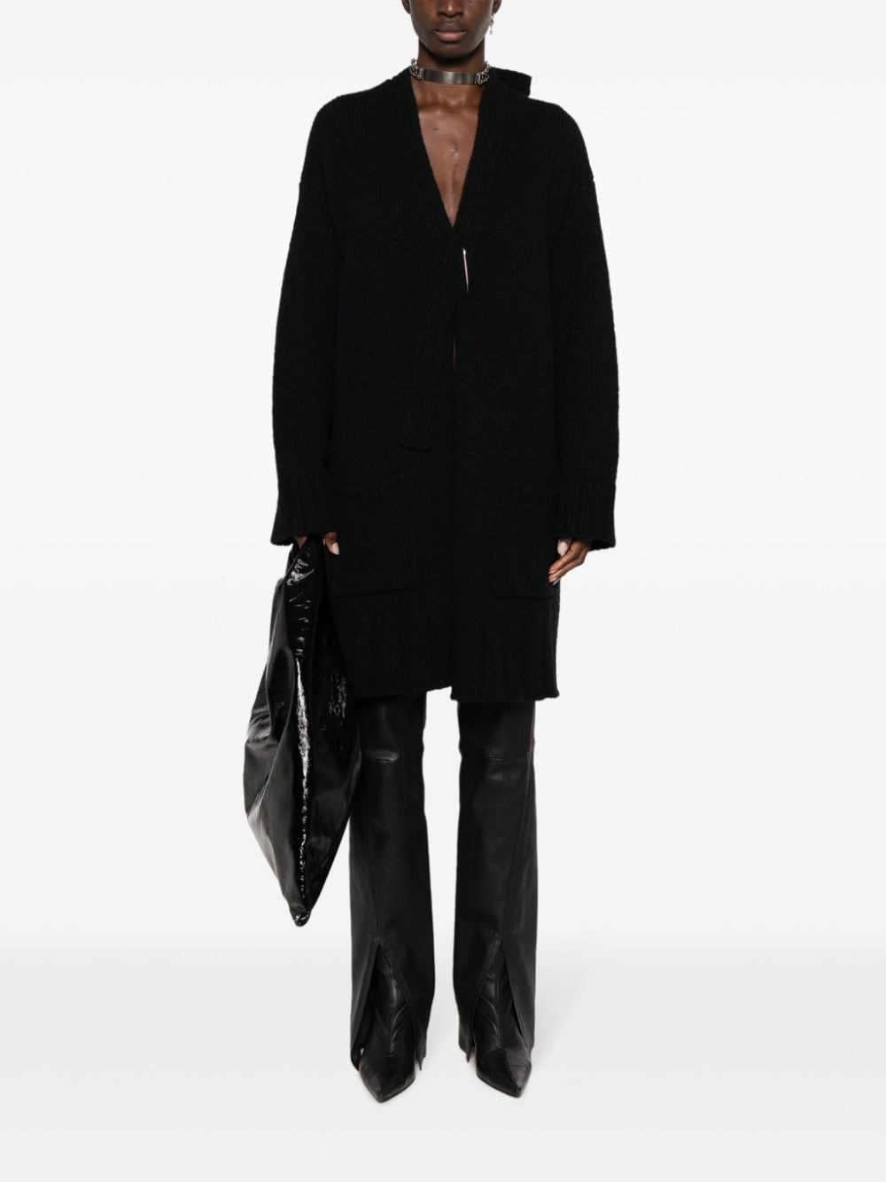 asymmetric V-neck cardi-coat - 2