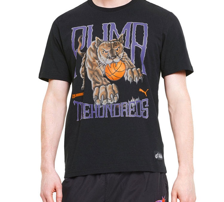 PUMA x The Hundreds Tee Printing Round Neck Short Sleeve Black 596750-01 - 3