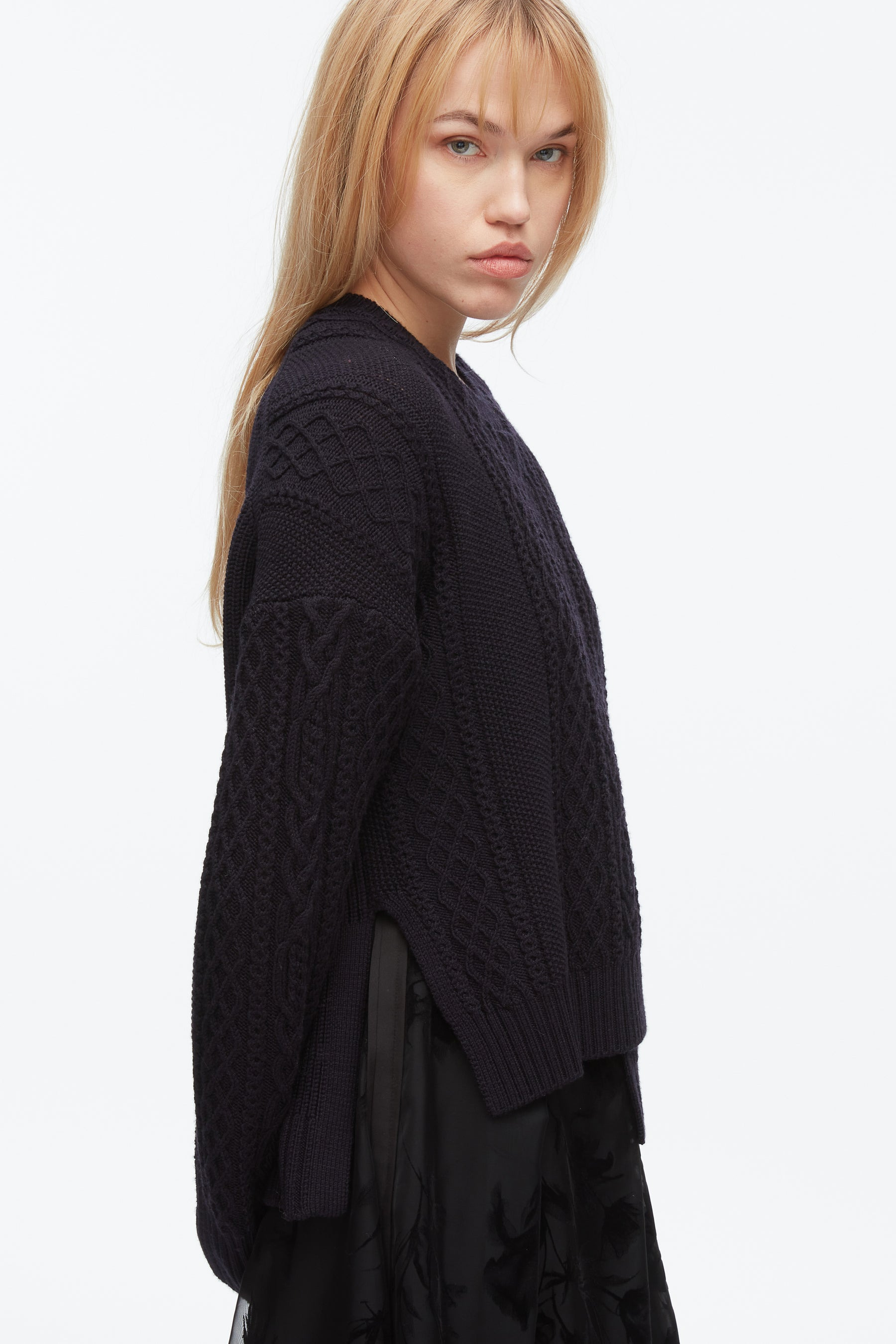 Cable Mix Double Layer Crewneck - 7