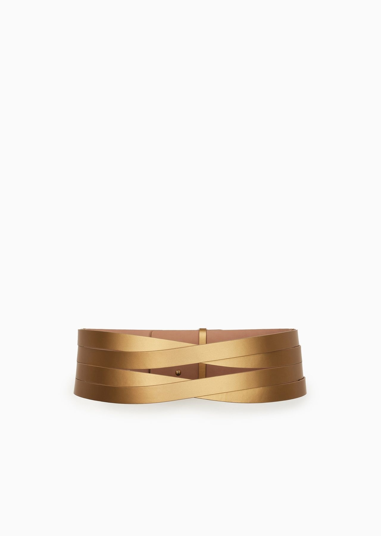 High-waisted lamé-leather belt - 1