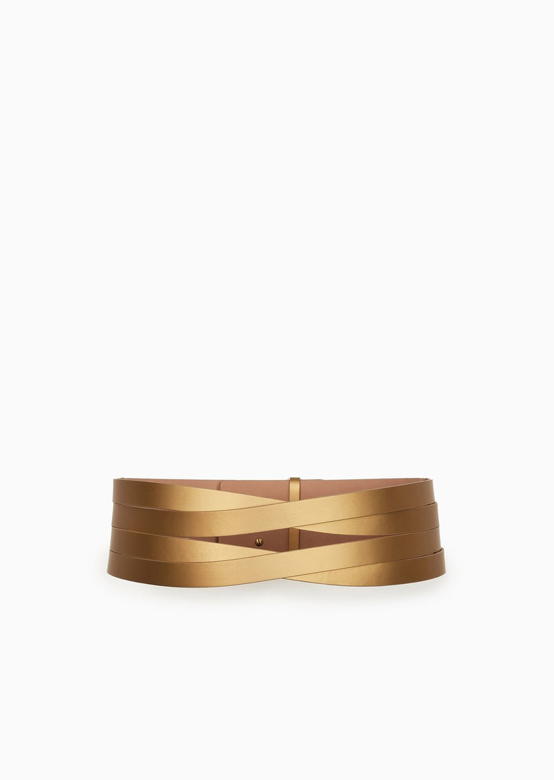 High-waisted lamé-leather belt 1