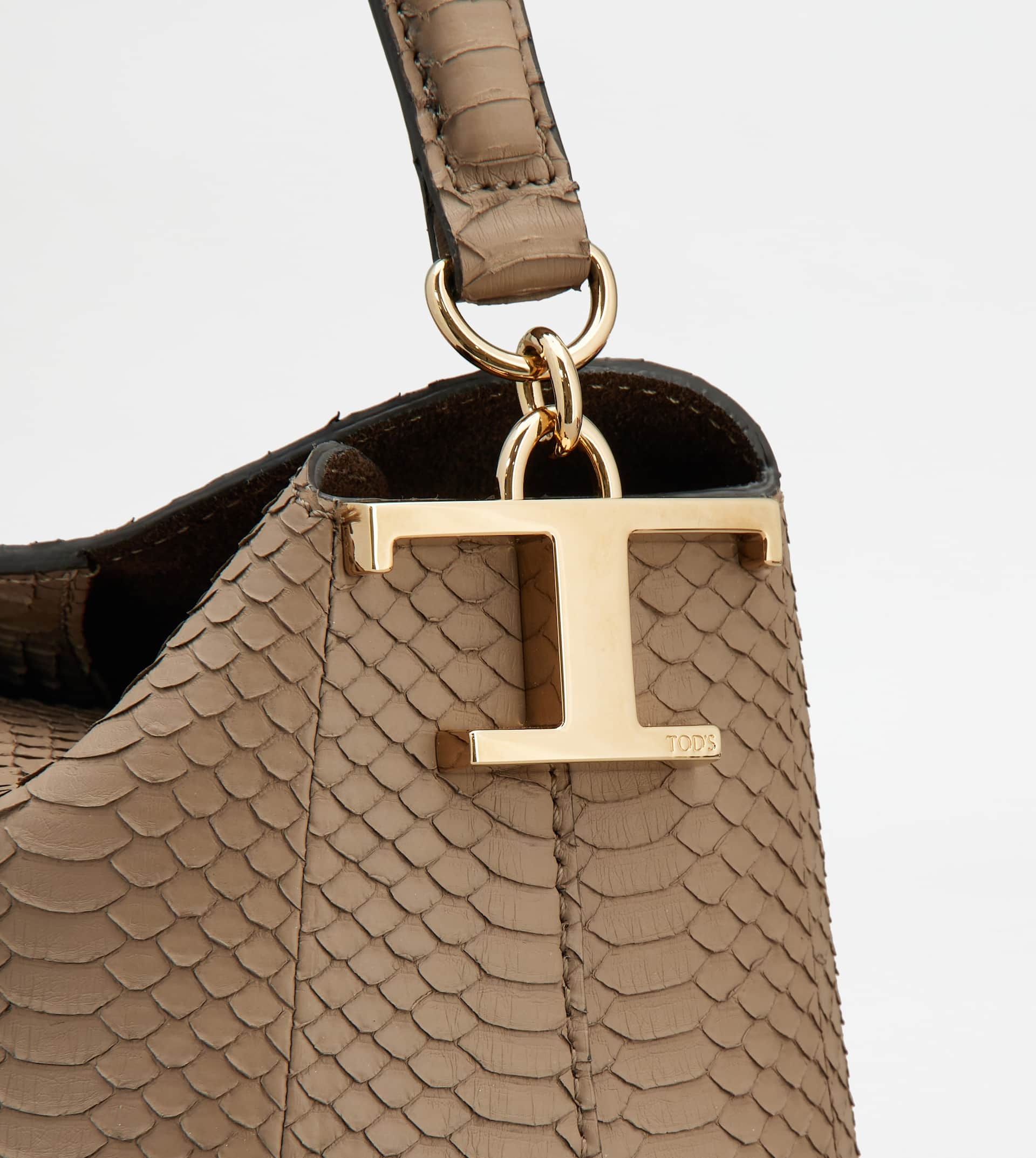 TOD'S T CASE SHOULDER BAG IN REPTILE MINI - BEIGE - 5