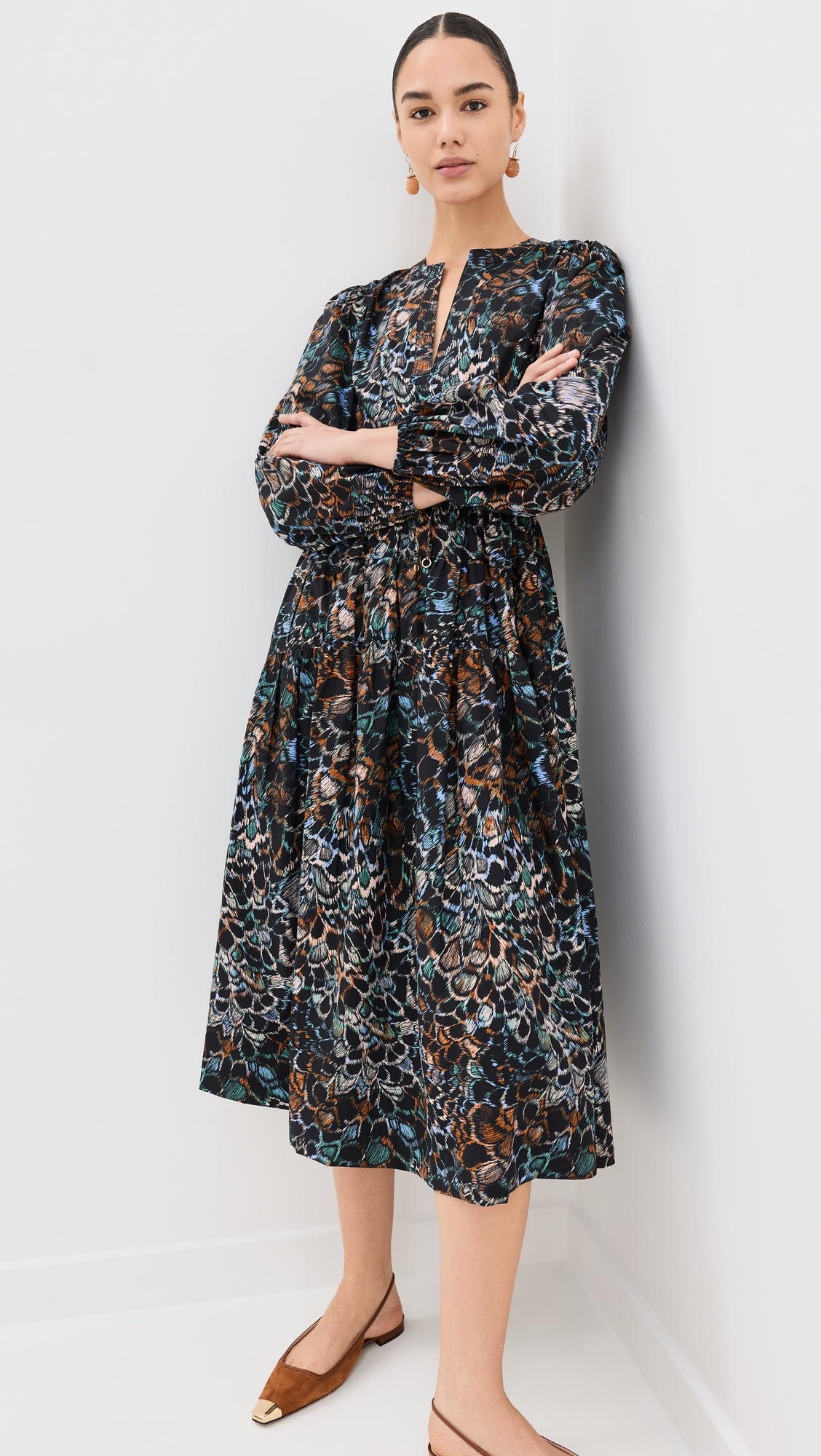 関税込■Ulla Johnson■Aurelie プリーツ コットン ミディドレス Ulla Johnson Aurelie Ruffled Midi Dress Black Swiss Dot