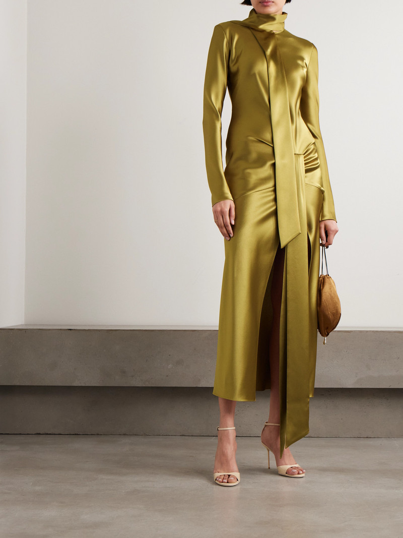 GALVAN Emilie Tie-detailed Satin Gown outlook