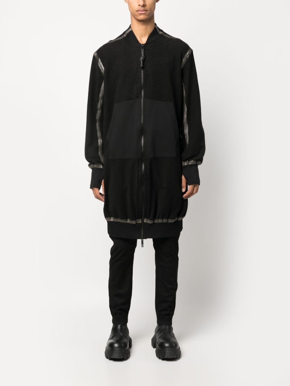 seam-detailing zip-up midi coat - 2