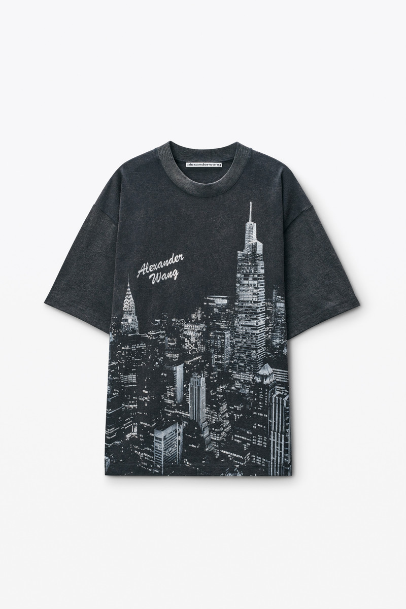 Black NY Skyline Crystal Hotfix T-Shirt 1