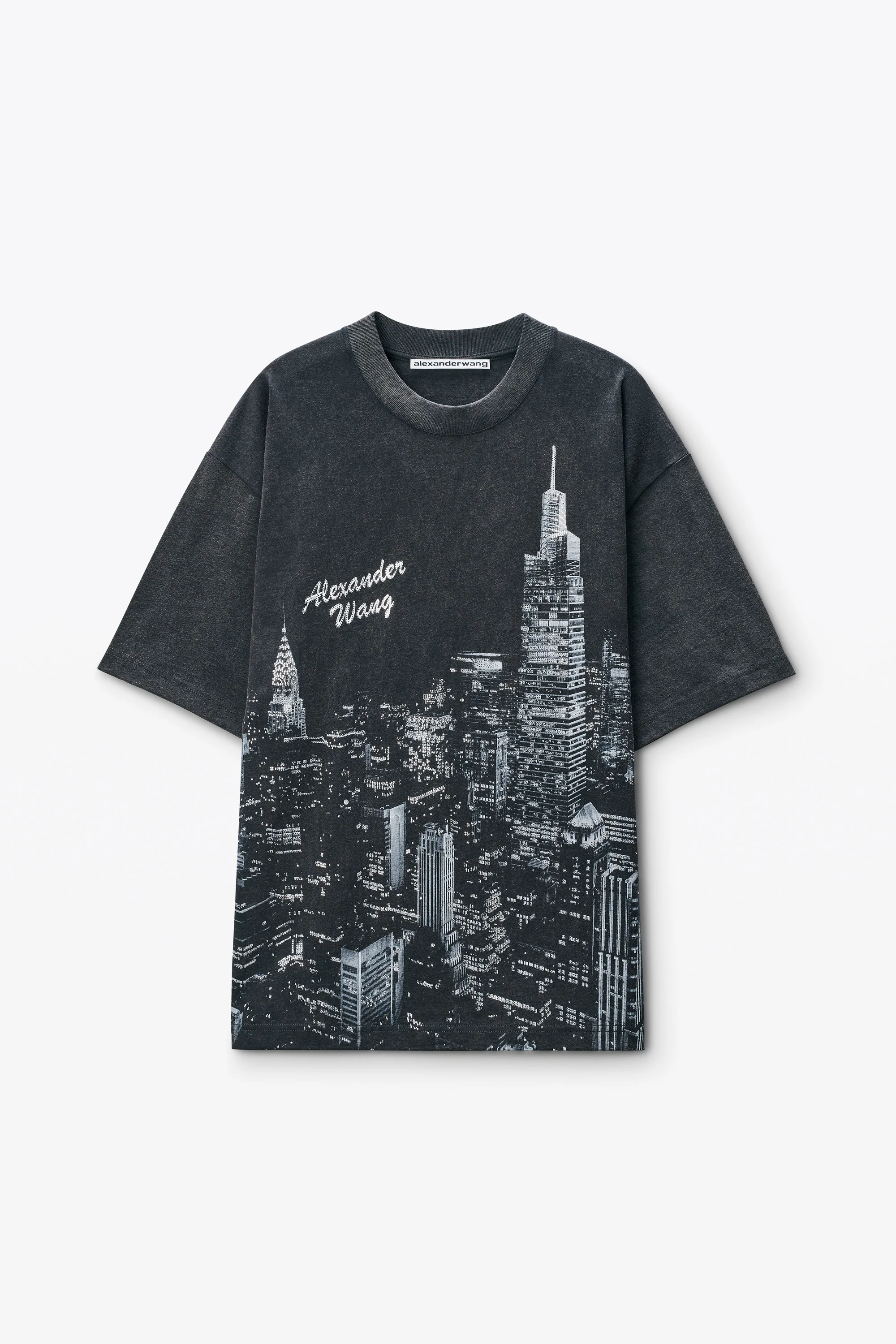 Black NY Skyline Crystal Hotfix T-Shirt - 1