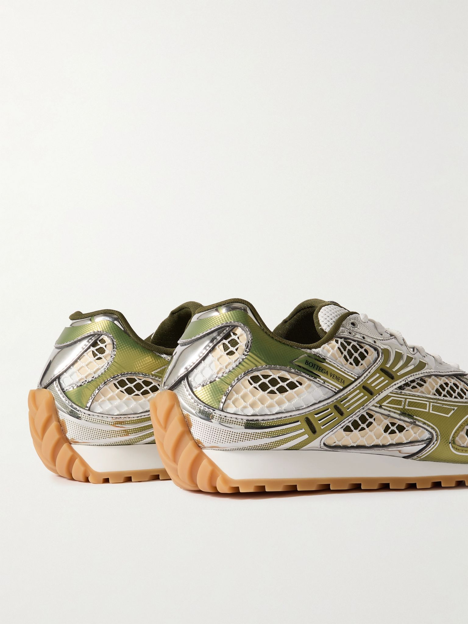 Orbit Metallic Rubber and Mesh Sneakers Green - 5
