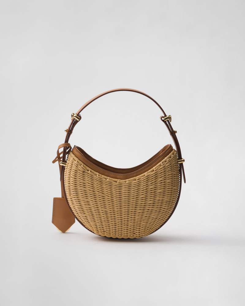 Prada Arqué woven fabric and leather bag 4