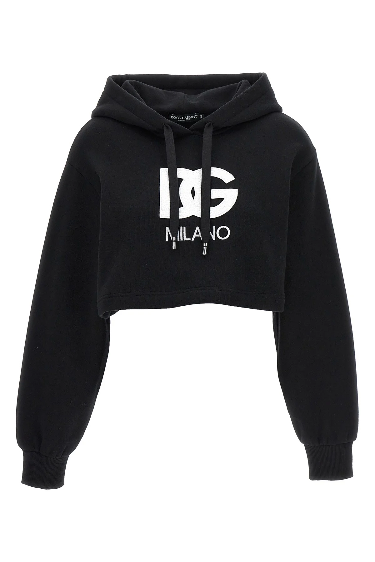 Logo embroidery cropped hoodie - 1