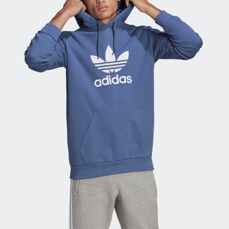 adidas originals Printing Logo hooded Long Sleeves Pullover Blue GN3460 - 2