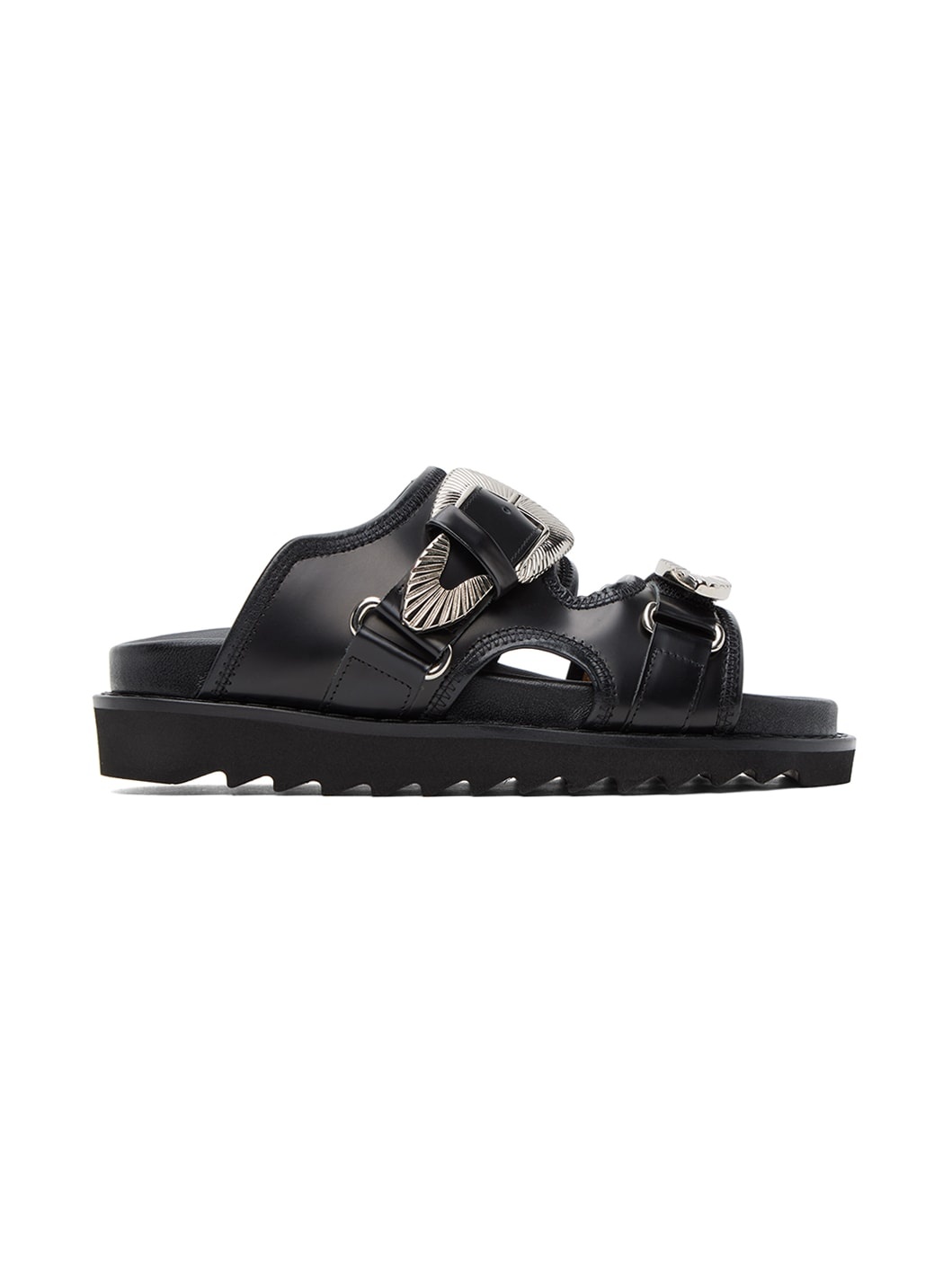 Black Buckle Sandals - 1