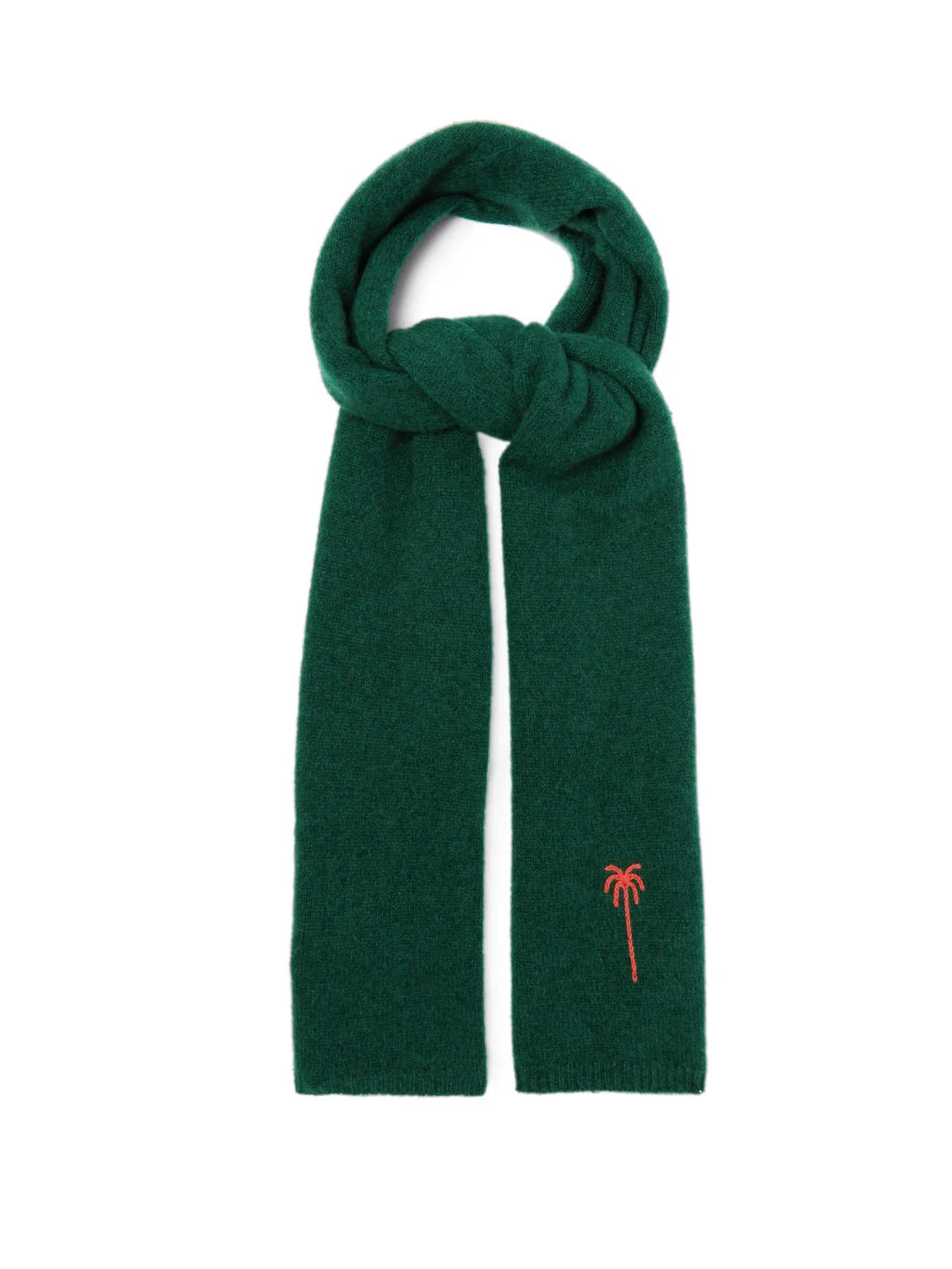 Palm tree-embroidered cashmere scarf - 1