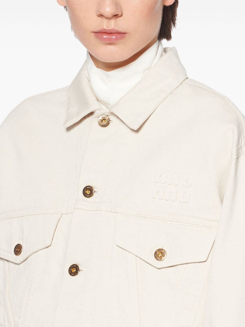 logo-appliqué denim jacket - 5