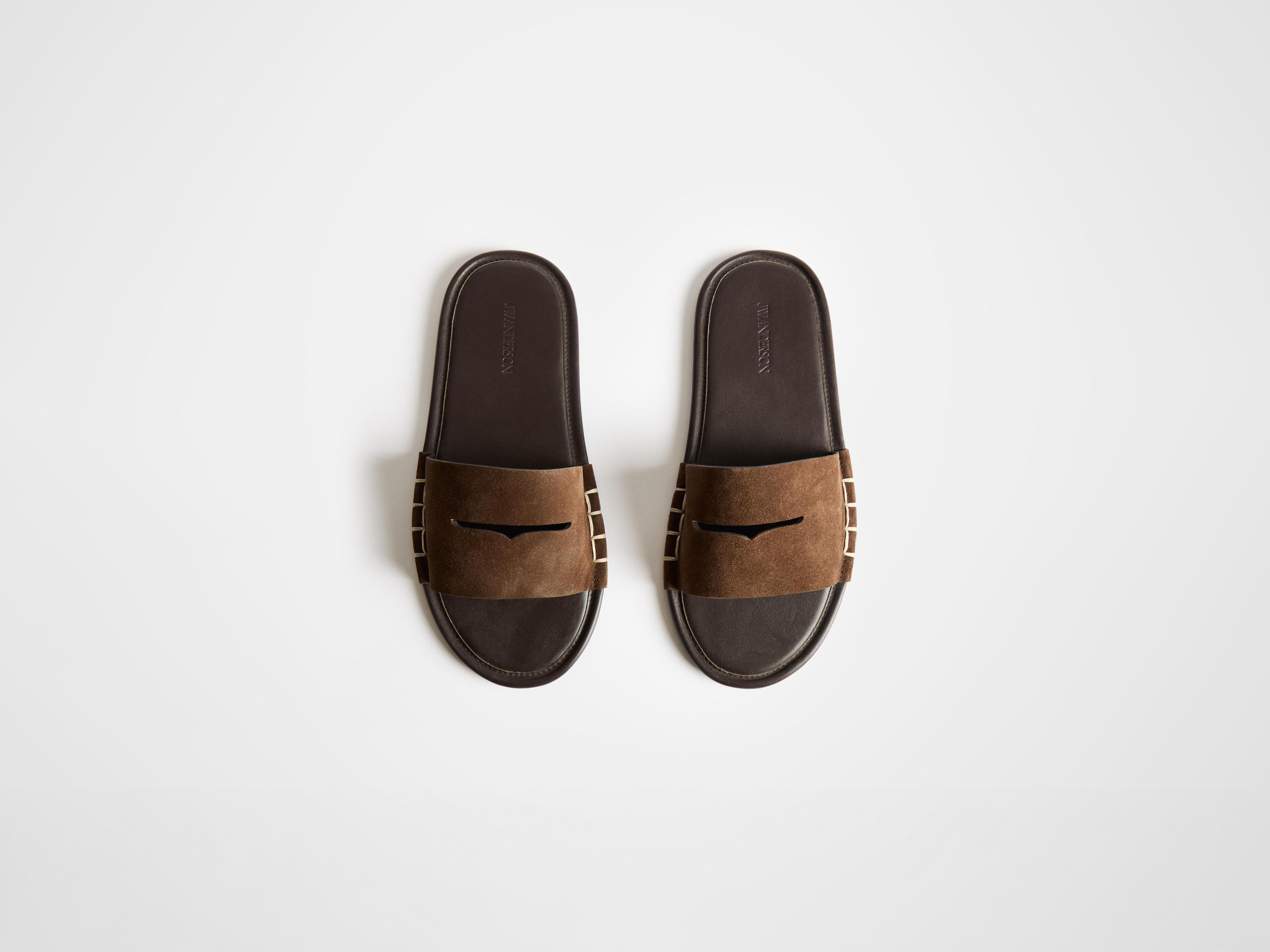 WOMENS LOAFER MULE SLIDES IN BROWN - 4