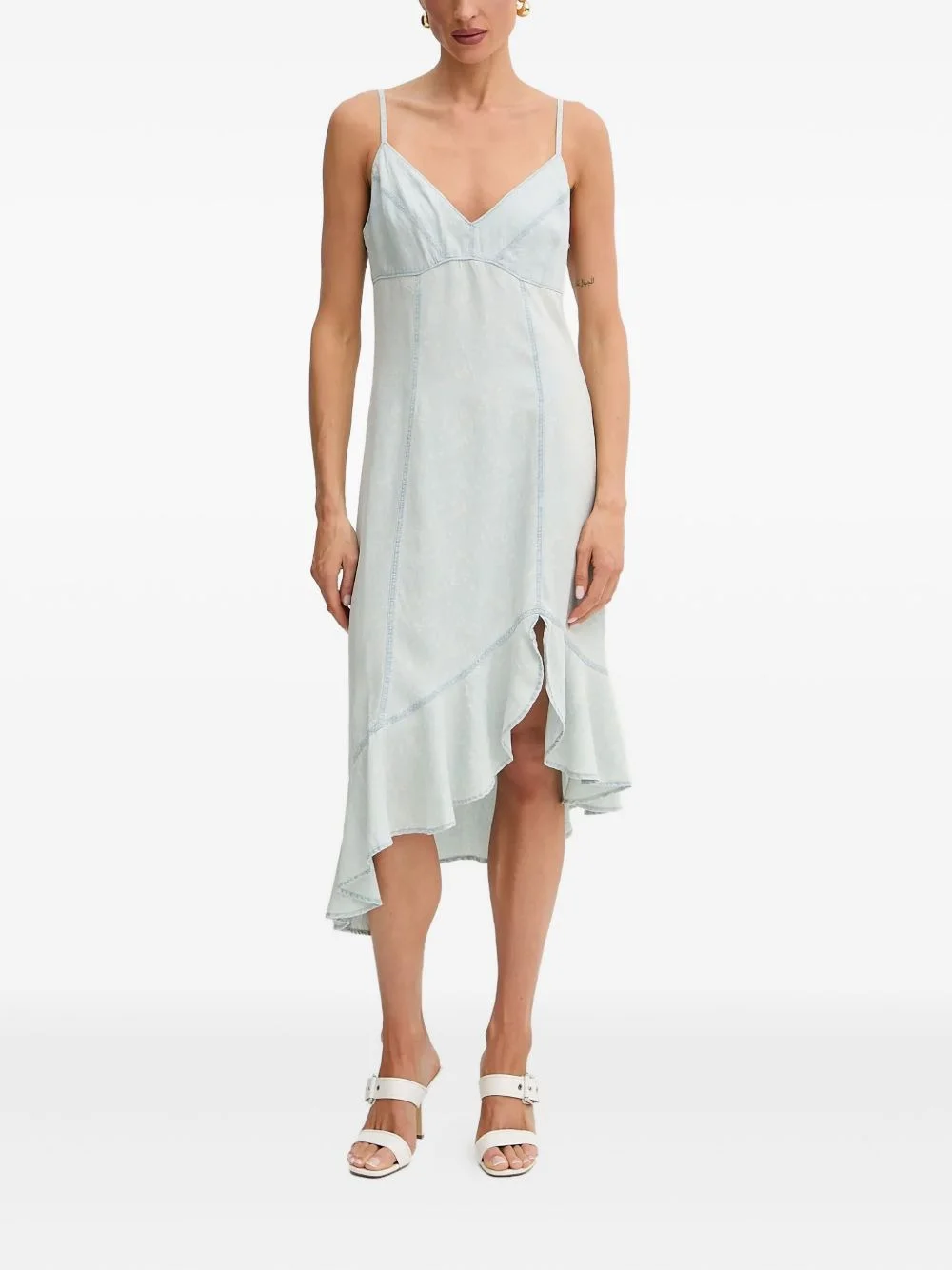 ruffled asymmetric midi dress - 1