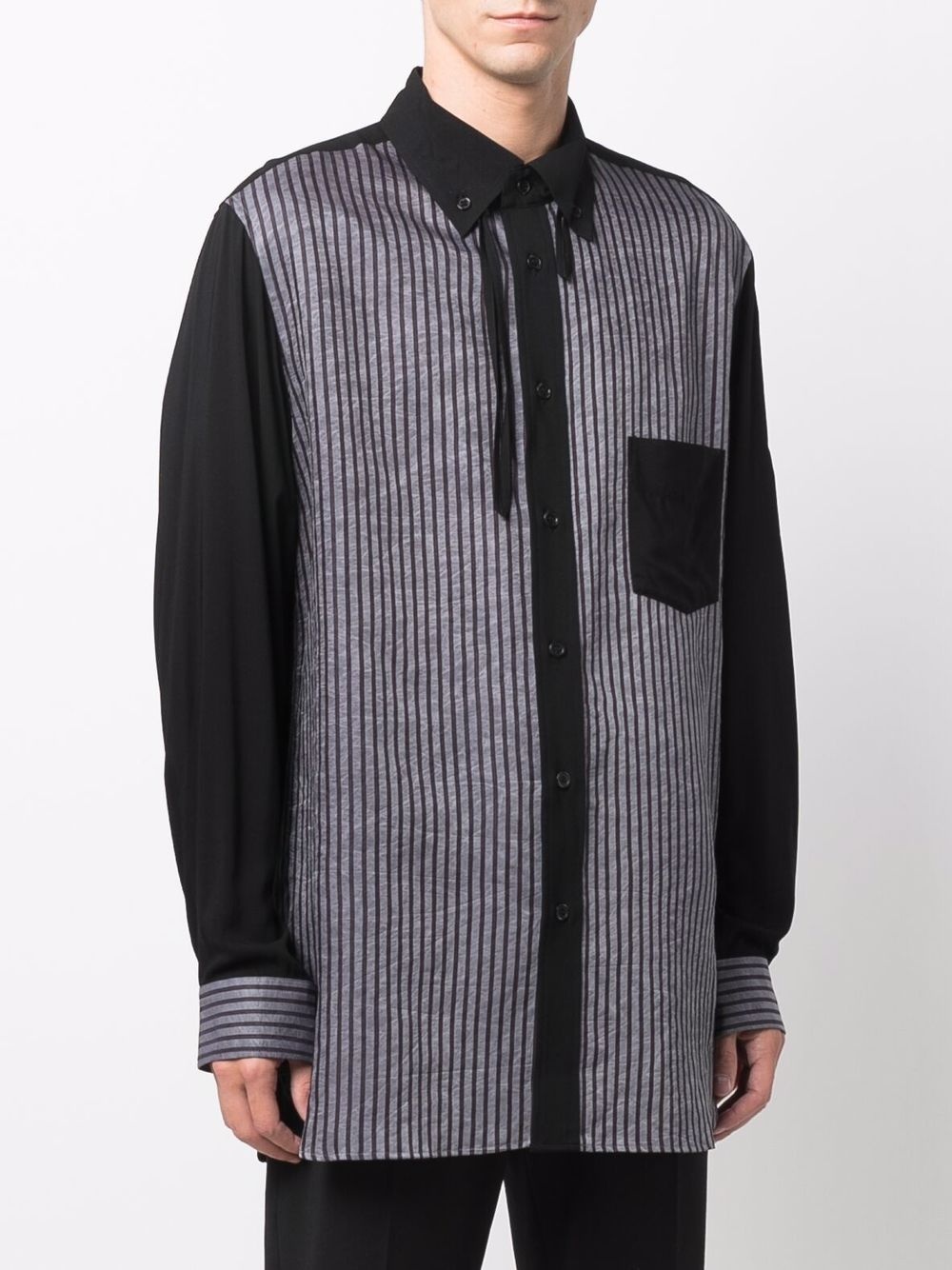 pinstripe print panel shirt - 3