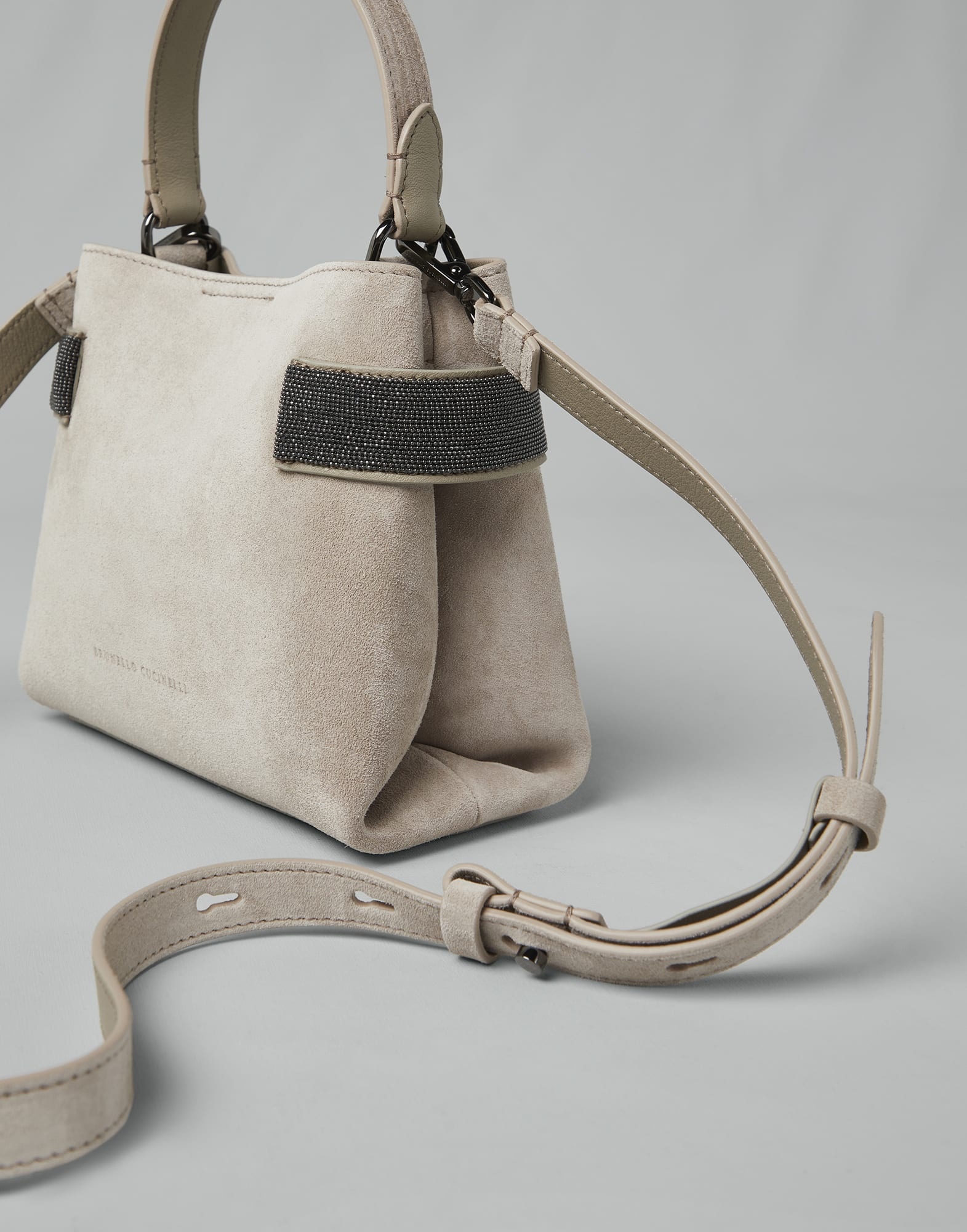 Suede bag with precious bands - 3