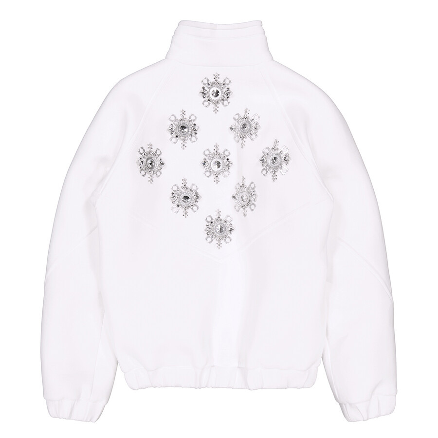 Burberry White Bottle Cap Detail Jersey Track Bomber Jacket - 2