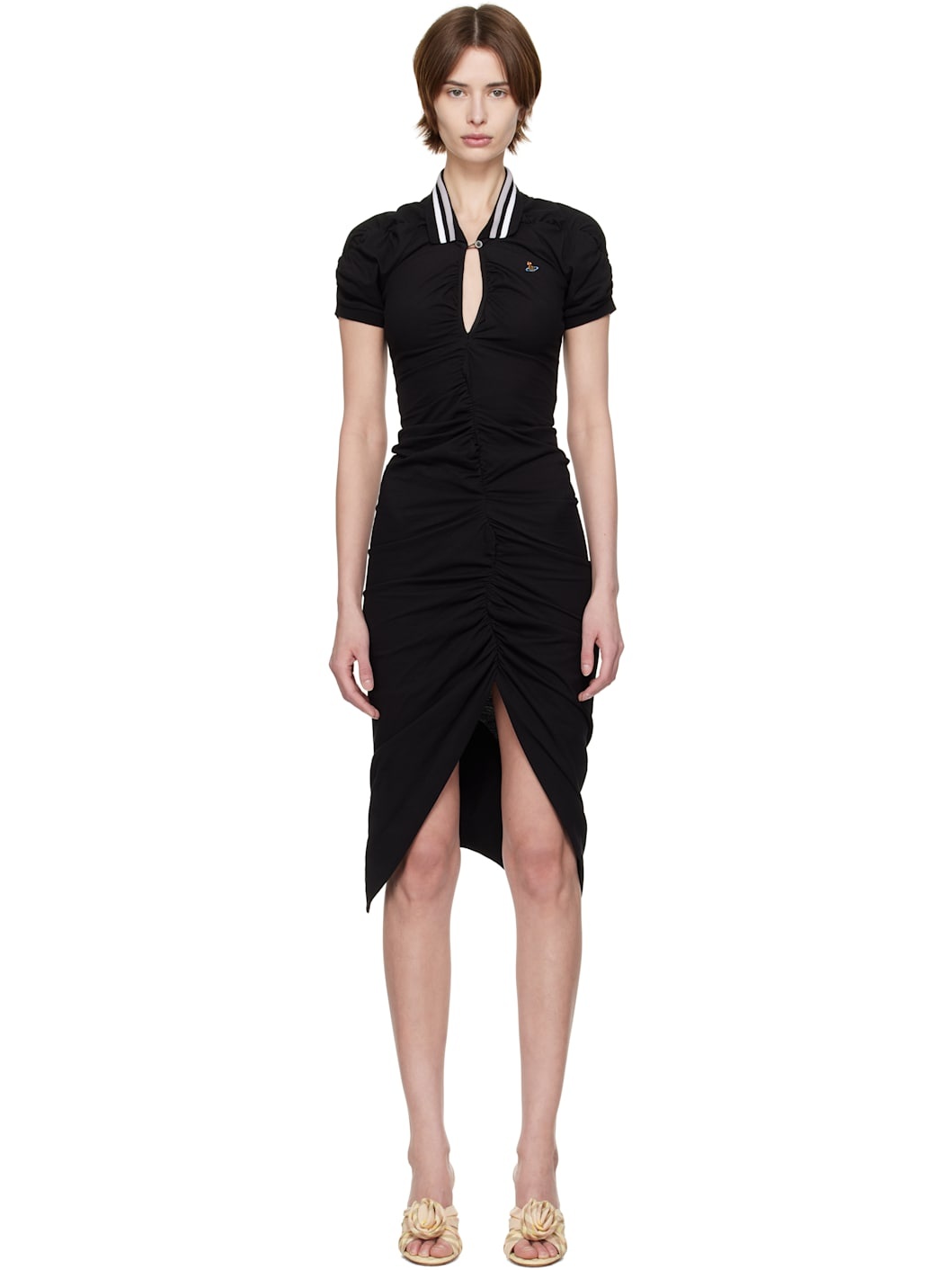 Black Pulling Midi Dress - 1