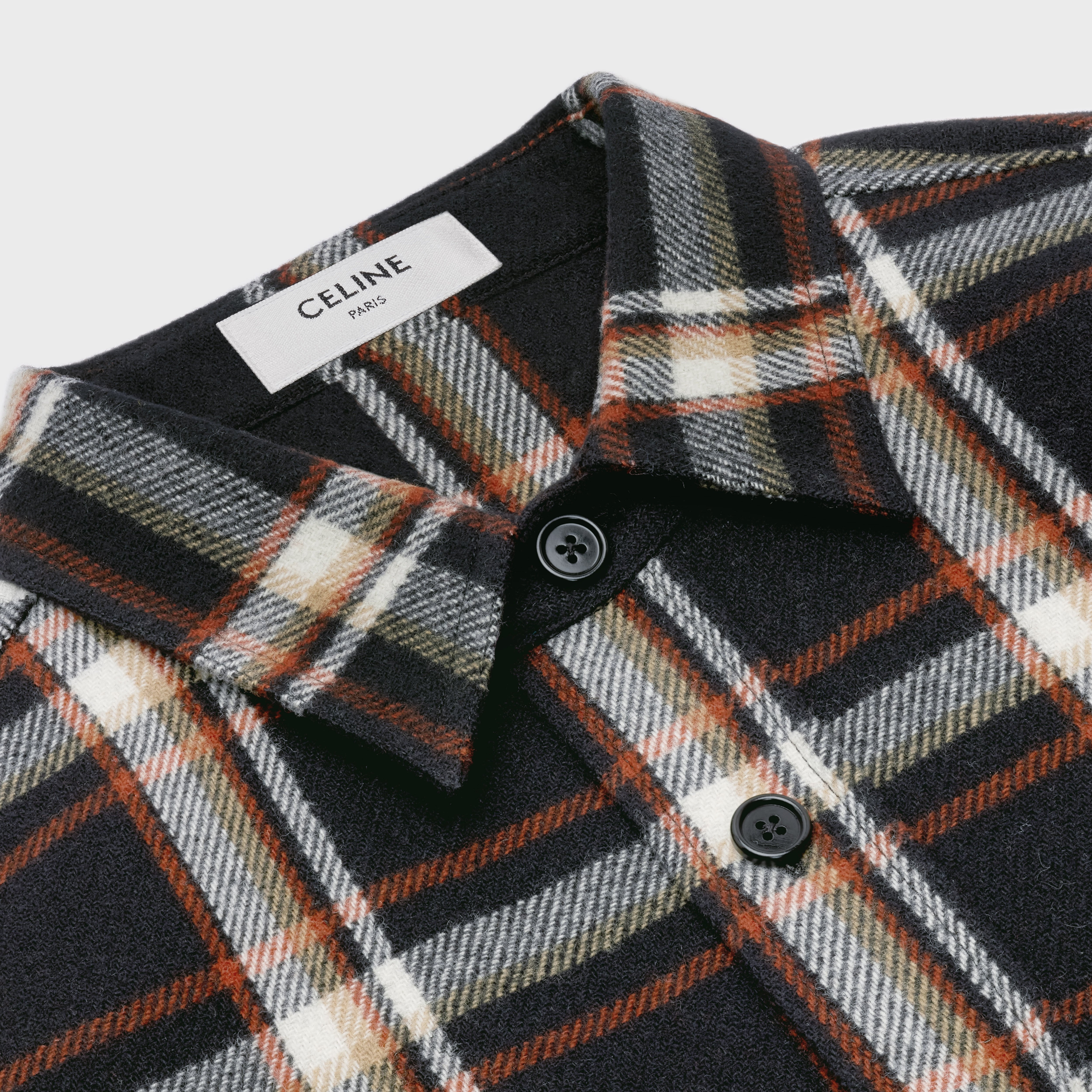 LOOSE SHIRT IN CHECKED WOOL TWILL - 3