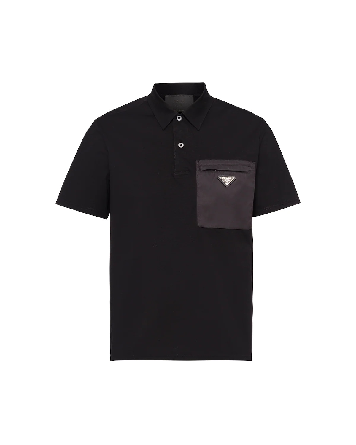 Stretch cotton polo shirt with nylon details - 1