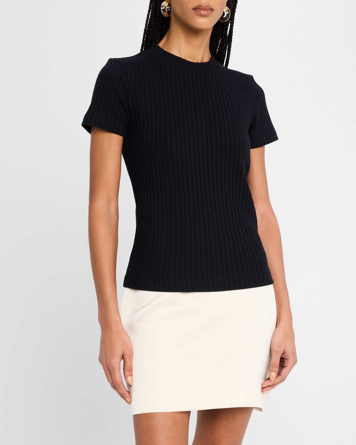 Ribbed Short-Sleeve Crewneck Top - 4