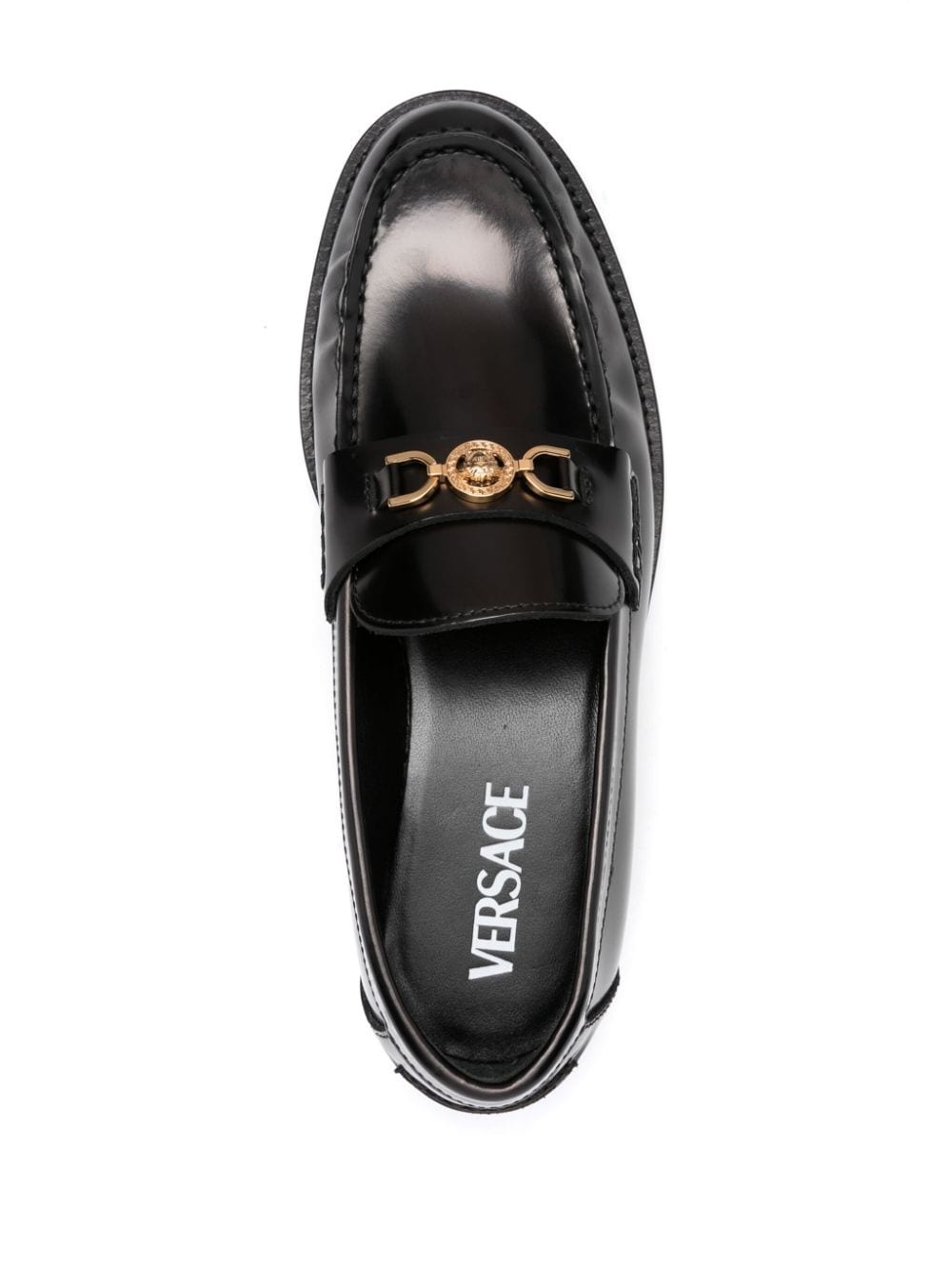 Medusa-chain leather loafers - 4