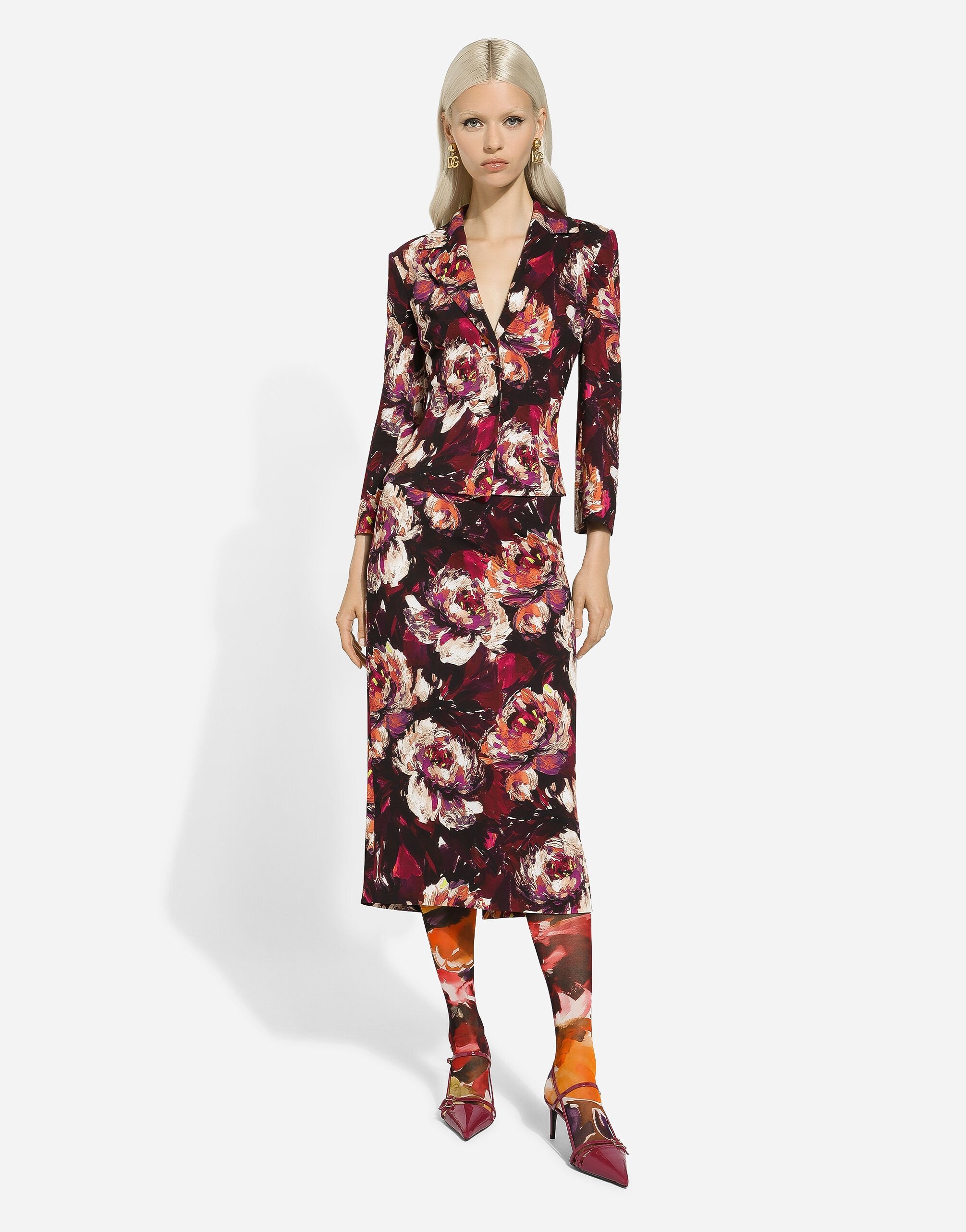 Short cady jacket with peony print - 2