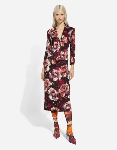 Dolce & Gabbana Short cady jacket with peony print outlook