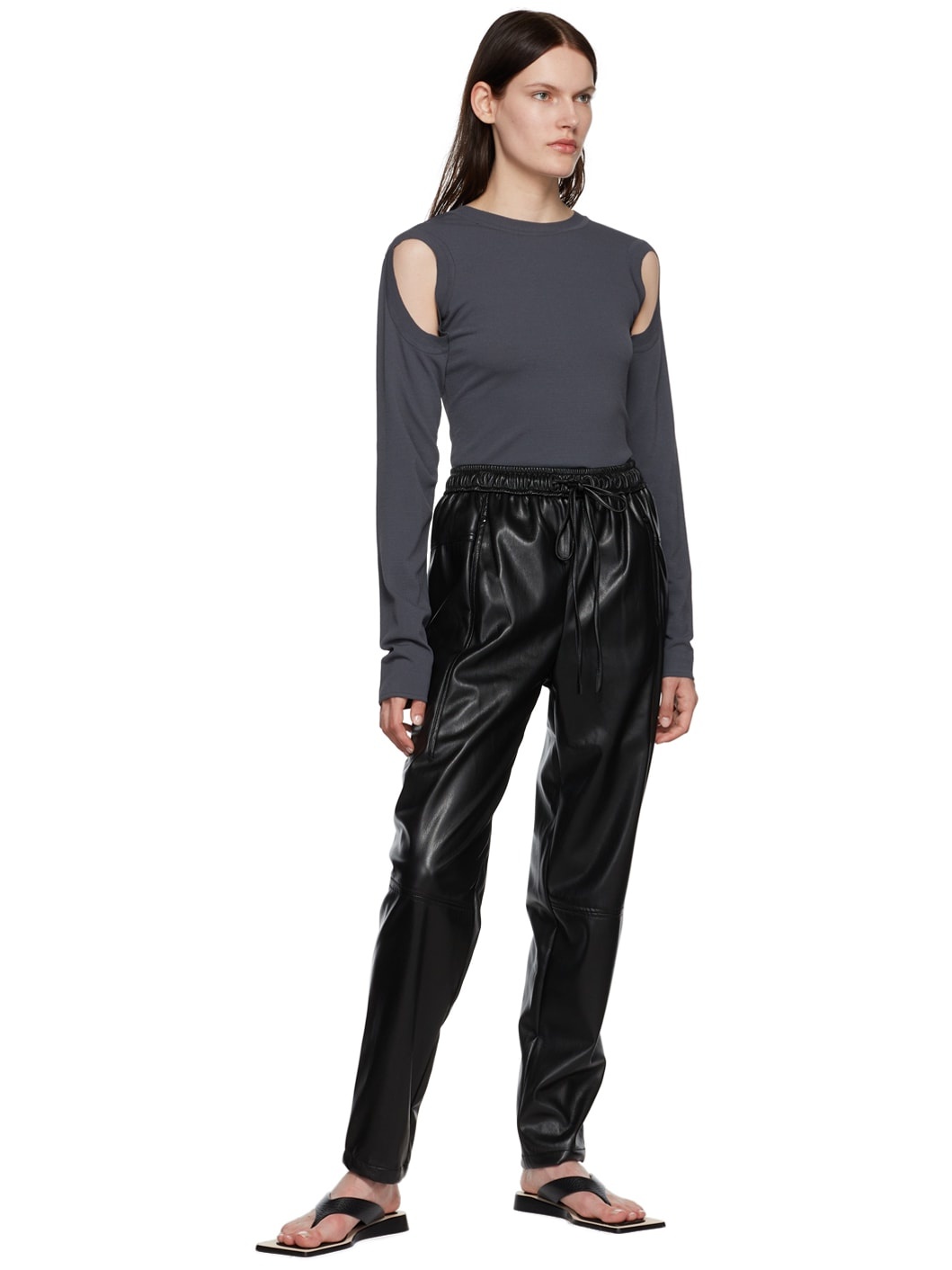 Black Jogger Faux-Leather Pants - 4