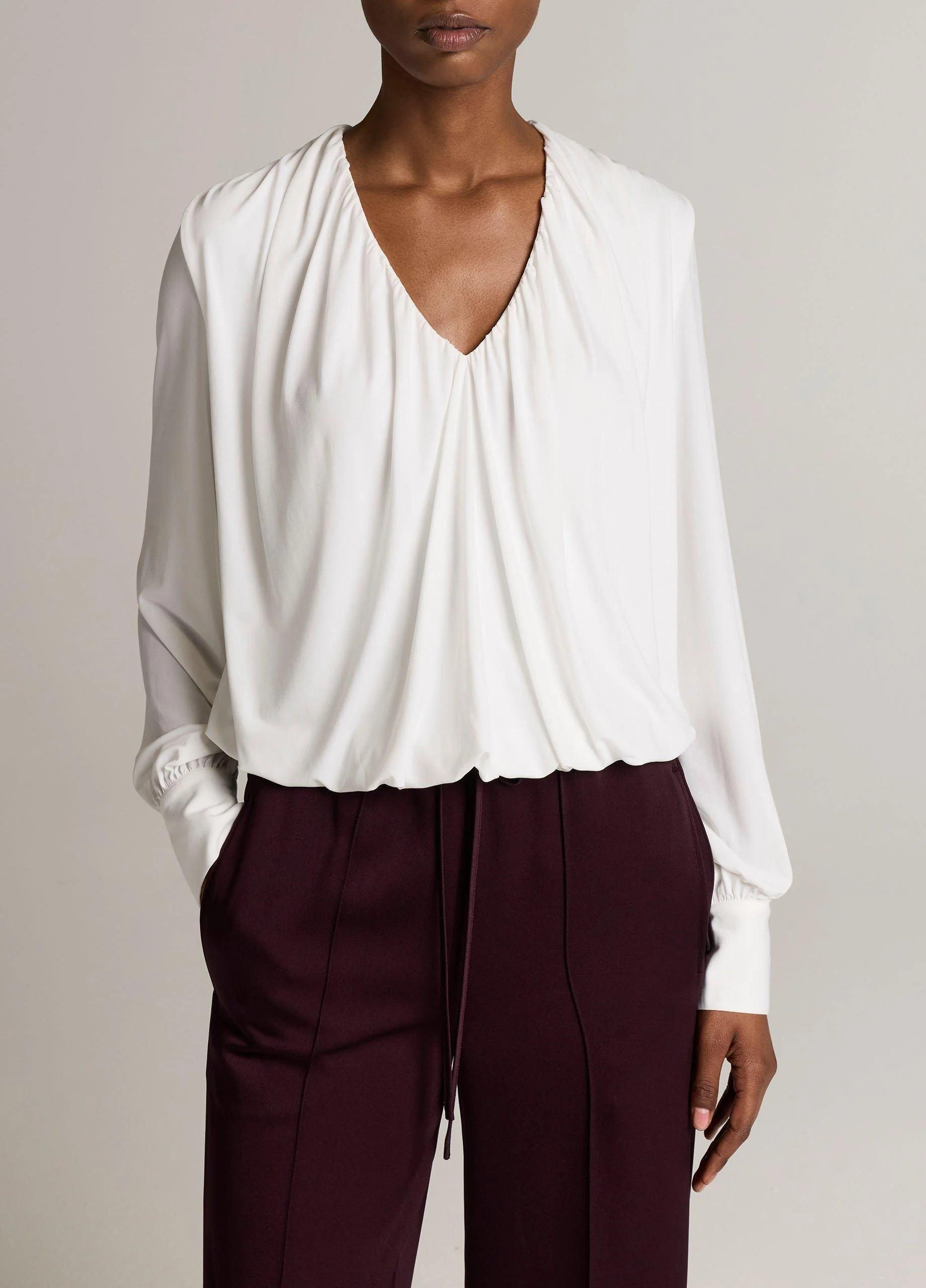 Matte Jersey V-Neck Bubble Top - 1