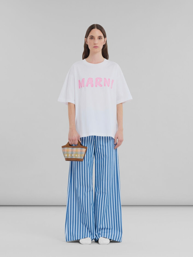 Marni BROWN LEATHER AND RAFFIA-EFFECT FABRIC TROPICALIA MICRO BAG outlook