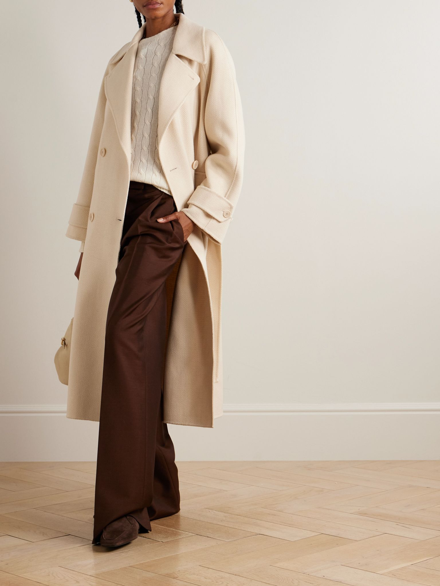 Navarre belted wool coat Ivory - 2