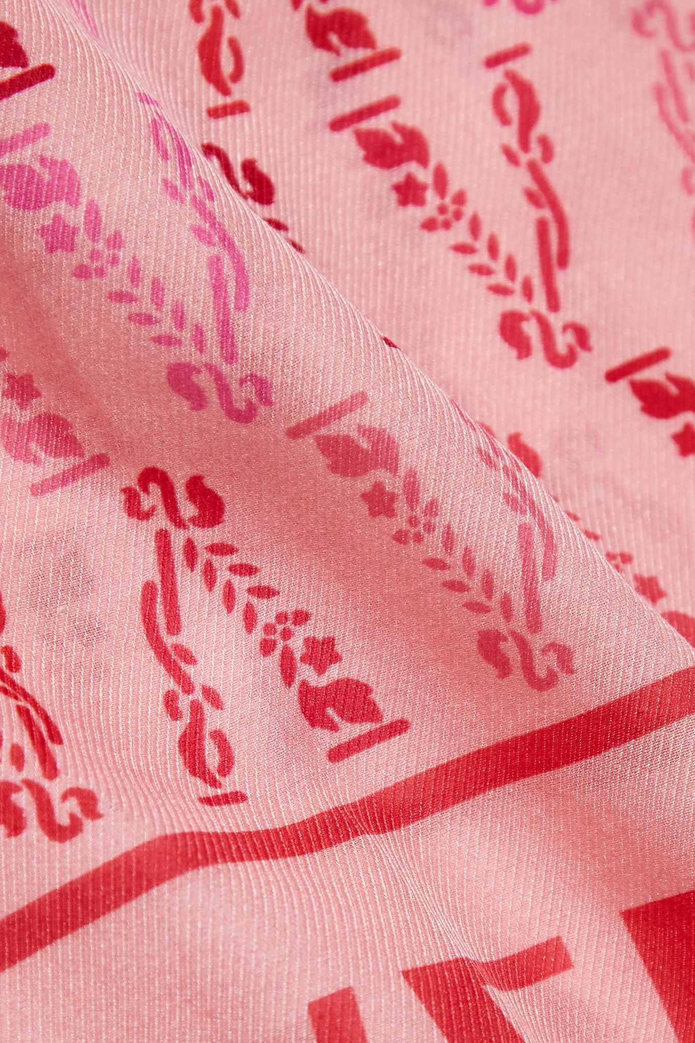 Frayed printed cotton and silk-blend twill scarf - 3