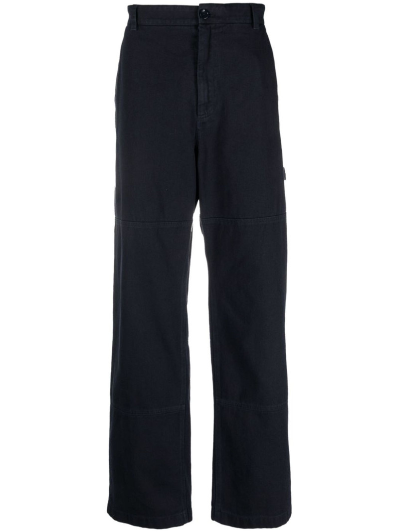 logo-plaque cotton straight trousers 1