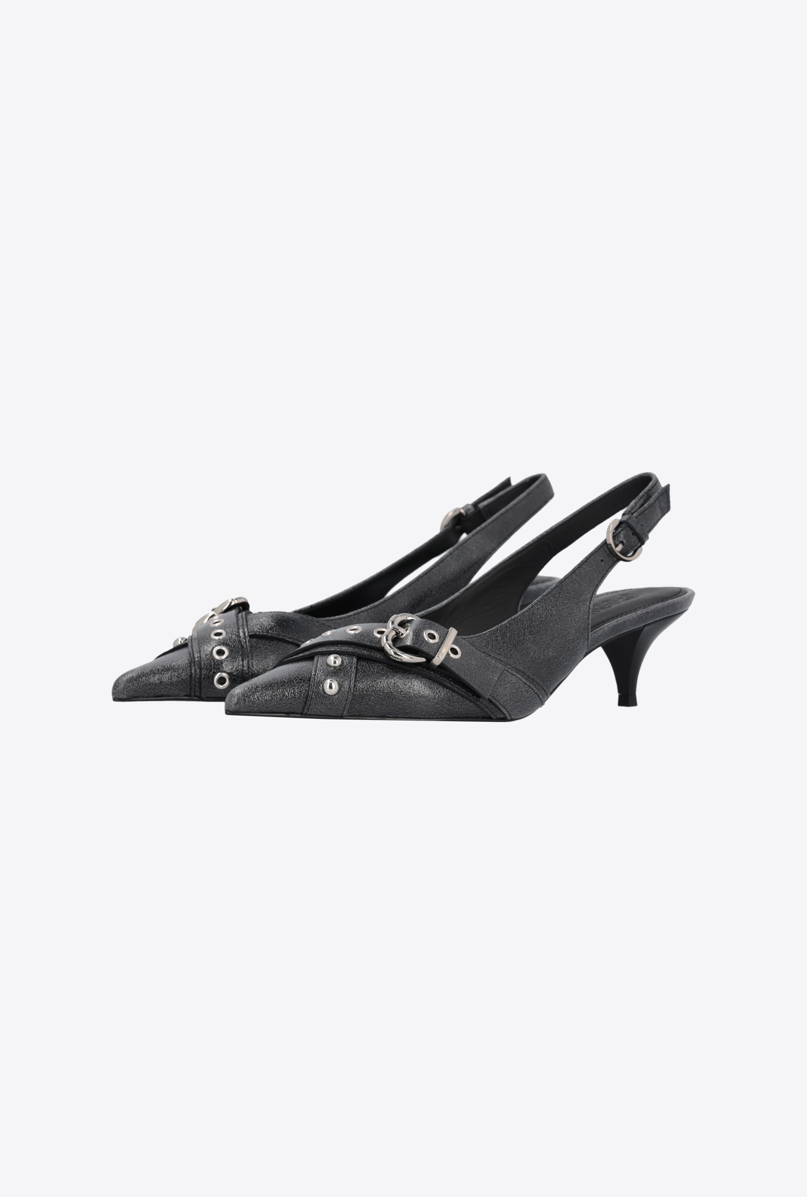 HEELED LEATHER SLINGBACKS WITH BUCKLE - 6