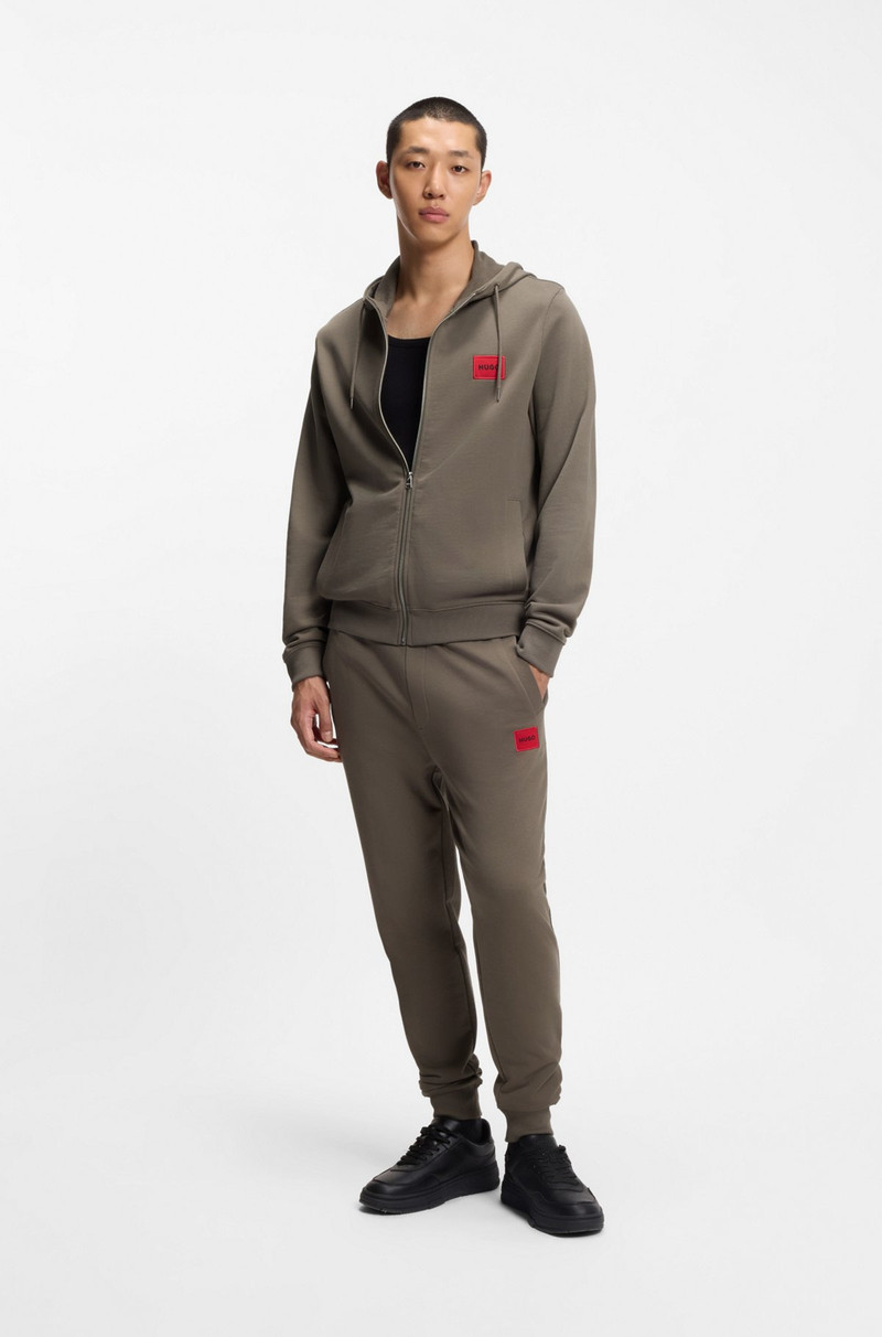 HUGO COTTON-TERRY ZIP-UP HOODIE WITH LOGO LABEL outlook