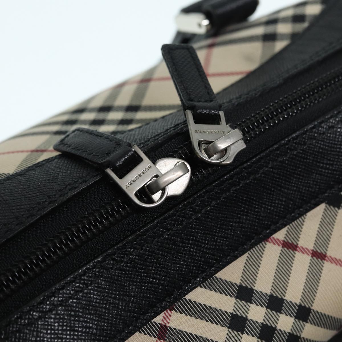 Burberry Nova Check Hand Bag Canvas Beige Silver - 11