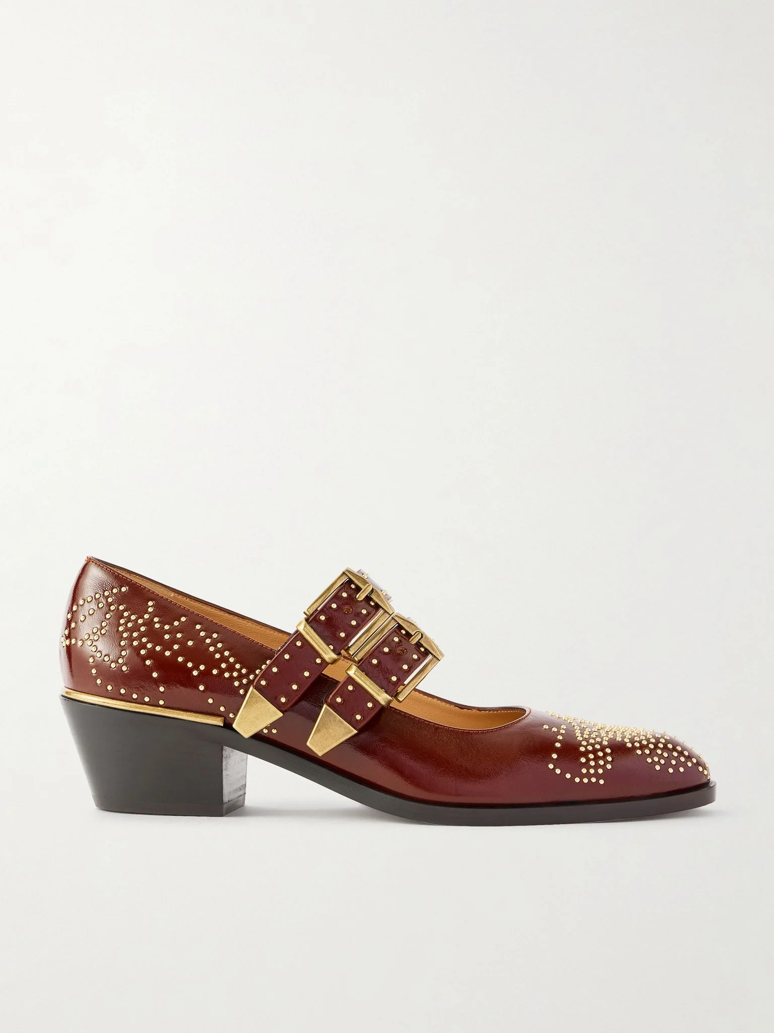 Susanna studded leather Mary Jane pumps Brown - 1