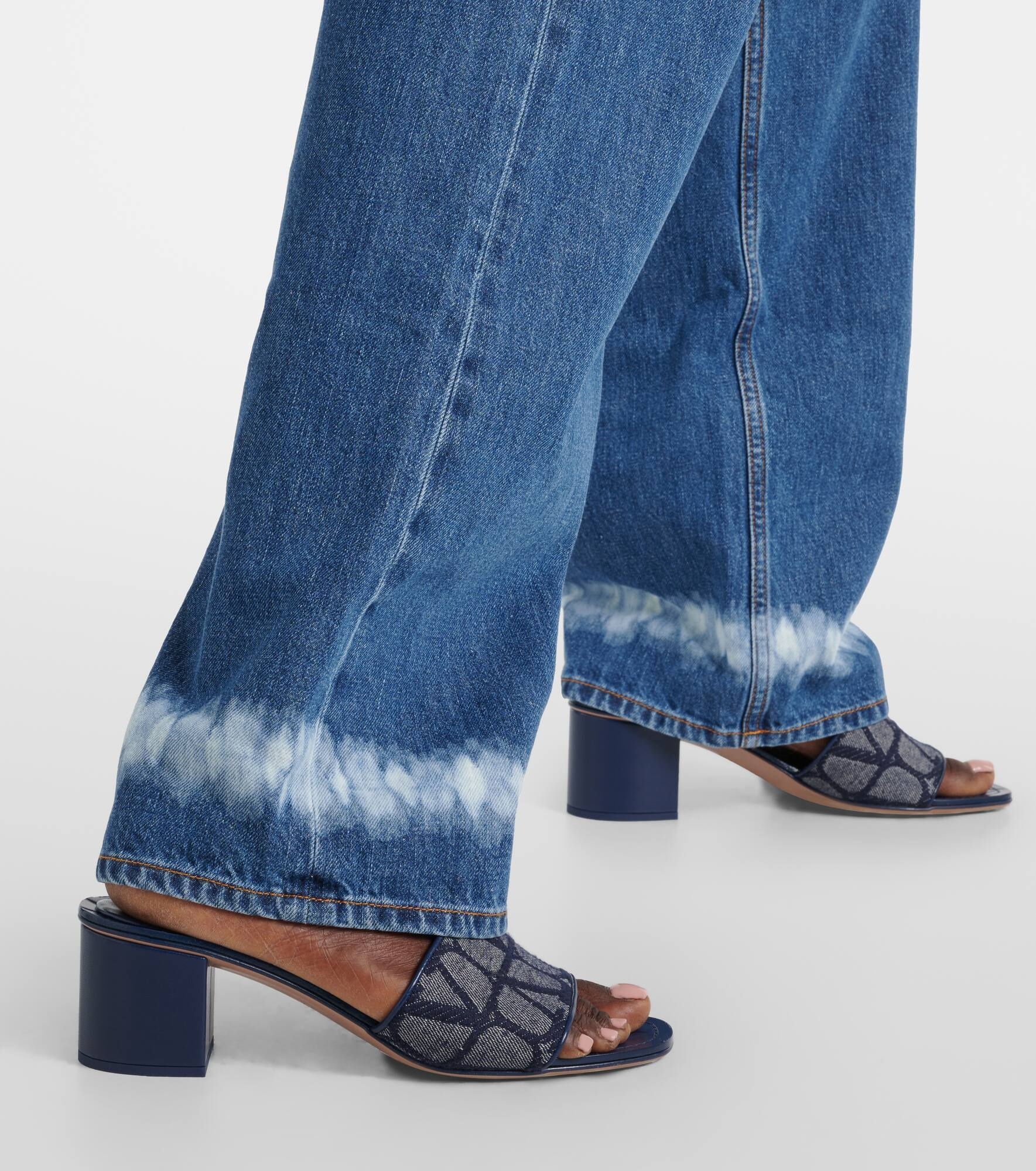 Toile Iconographe leather-trimmed denim slides - 4