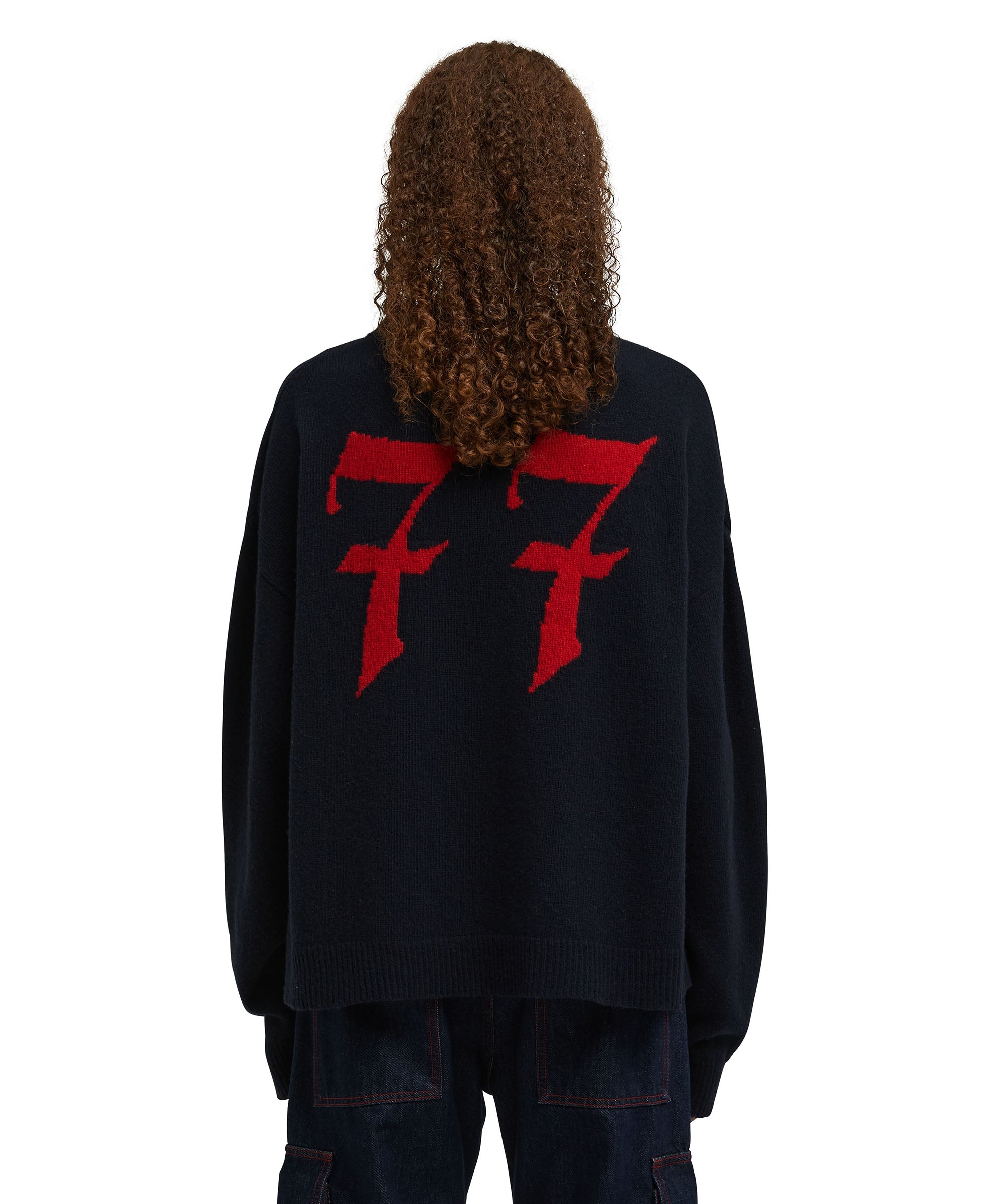 Blended wool sweater with gothic logo - 4